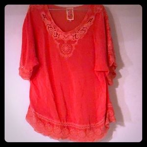 Coral eyelet Johnny Was tunic